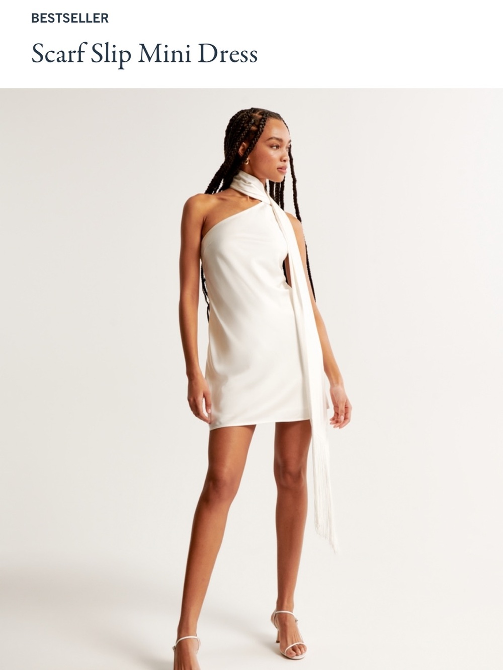 Abercrombie White One-Shoulder Scarf Slip Mini Dress